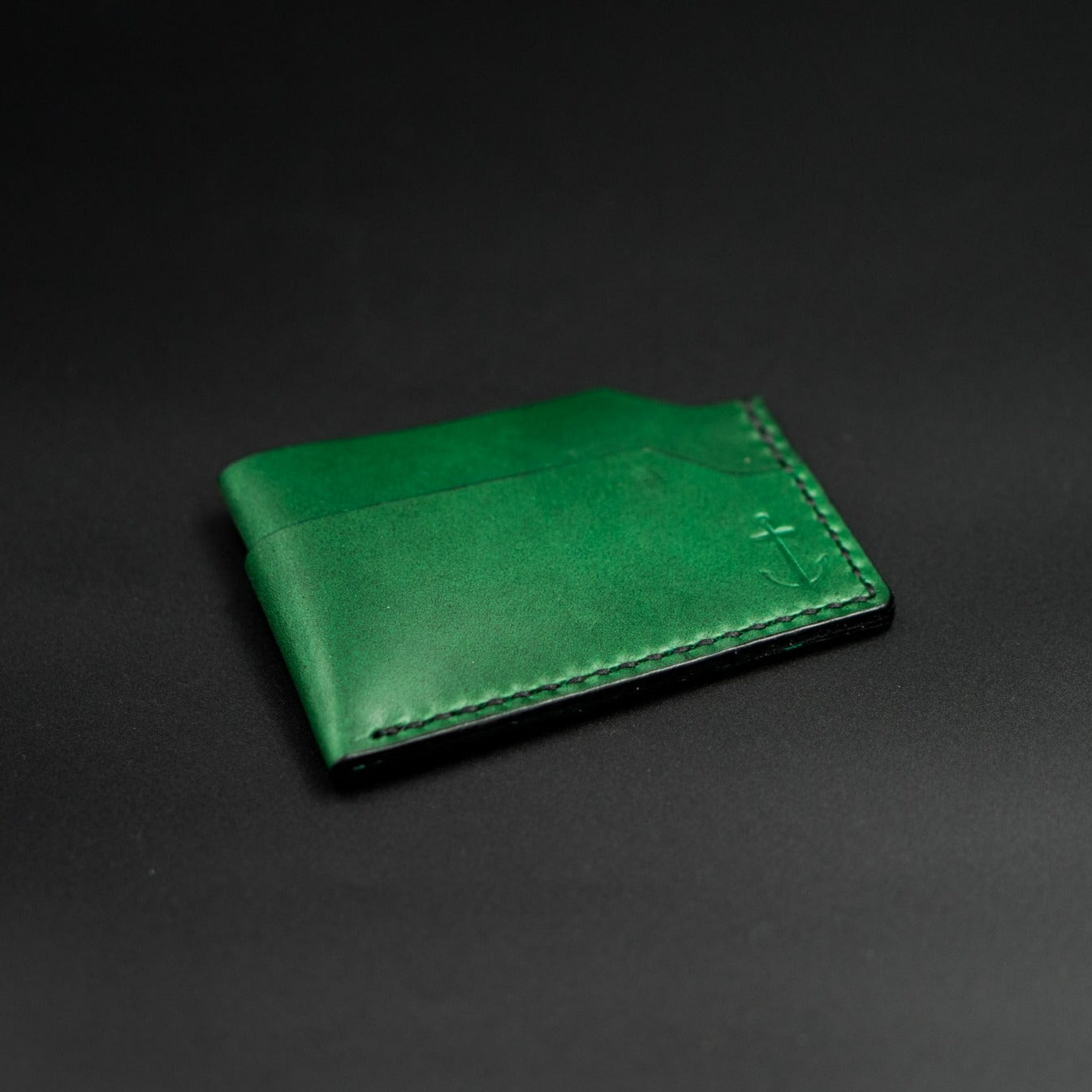 Green horizontal leather wallet