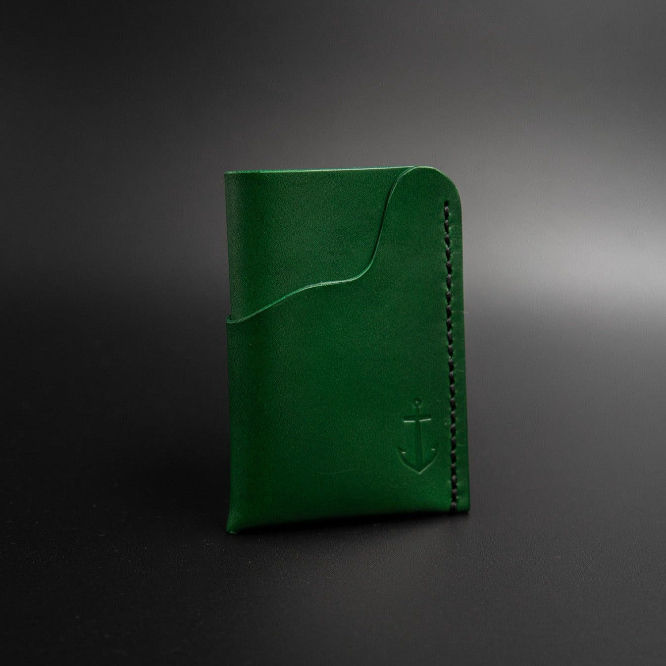 Green vertical leather wallet