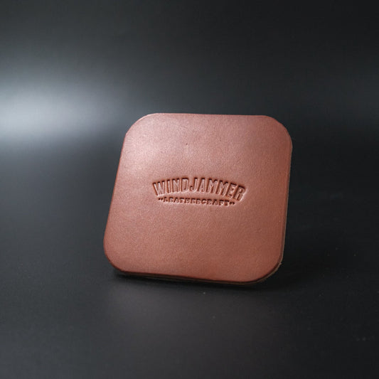 Chestnut brown leather coaster