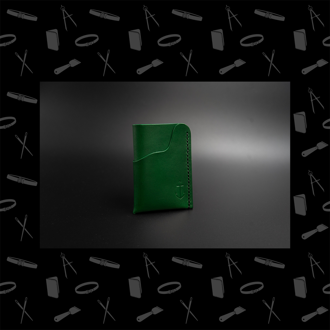 Green Leather Vertical Wallet | Windjammer Leathercraft Green Leather Vertical Wallet | Windjammer Leathercraft