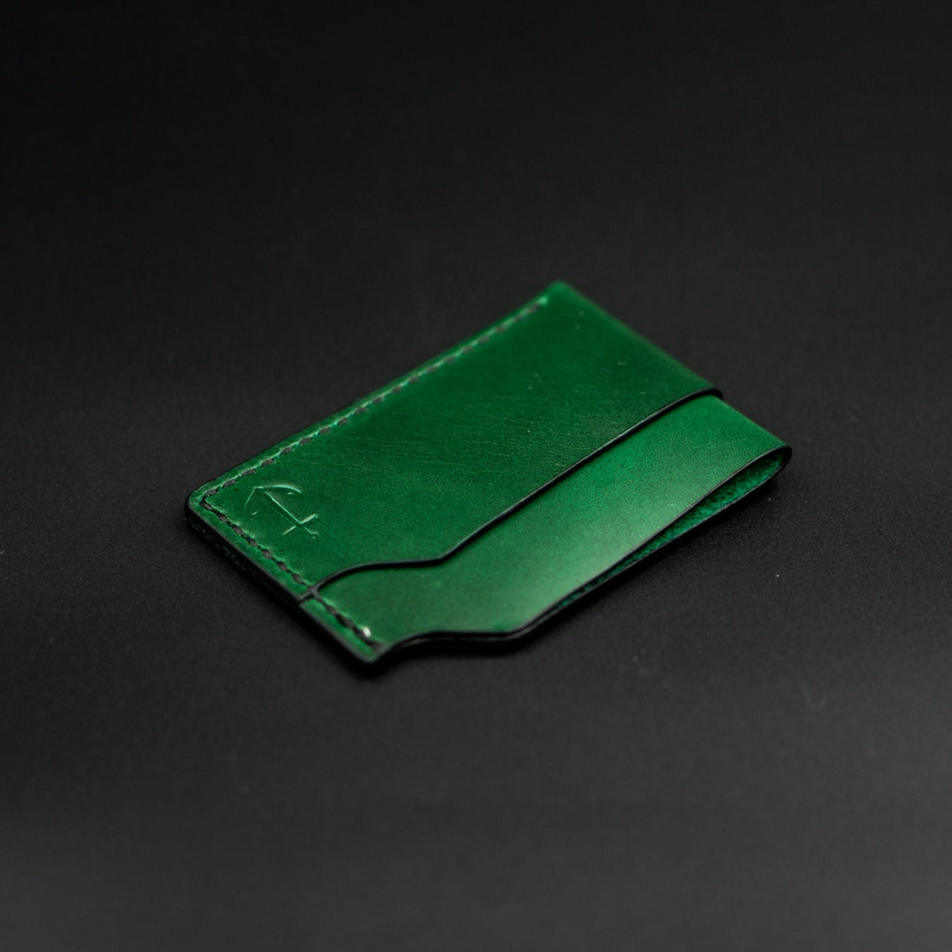 Green horizontal leather wallet