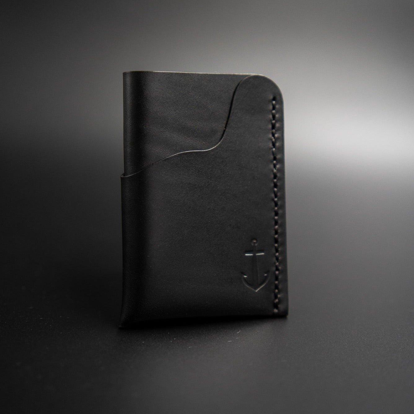 Black vertical leather wallet