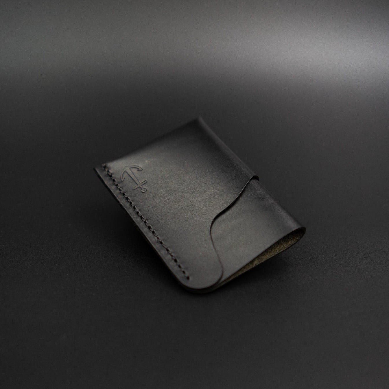 Black vertical leather wallet