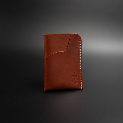 Chestnut brown vertical leather wallet