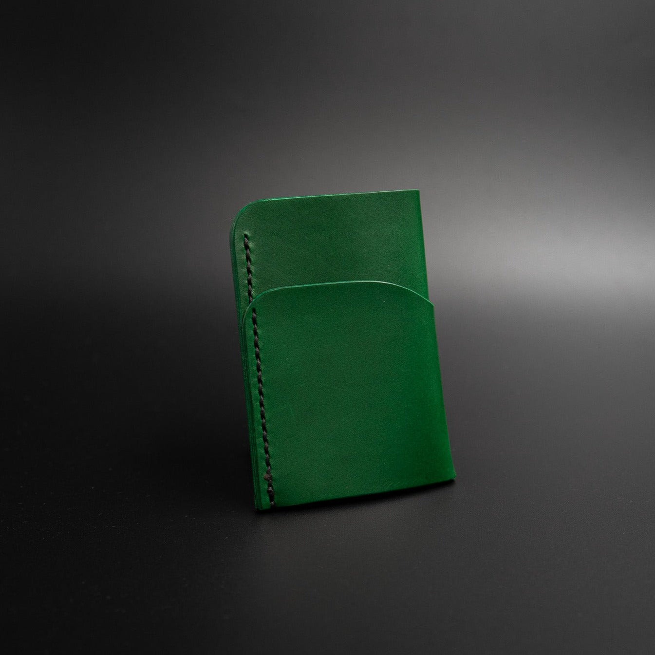 Green vertical leather wallet