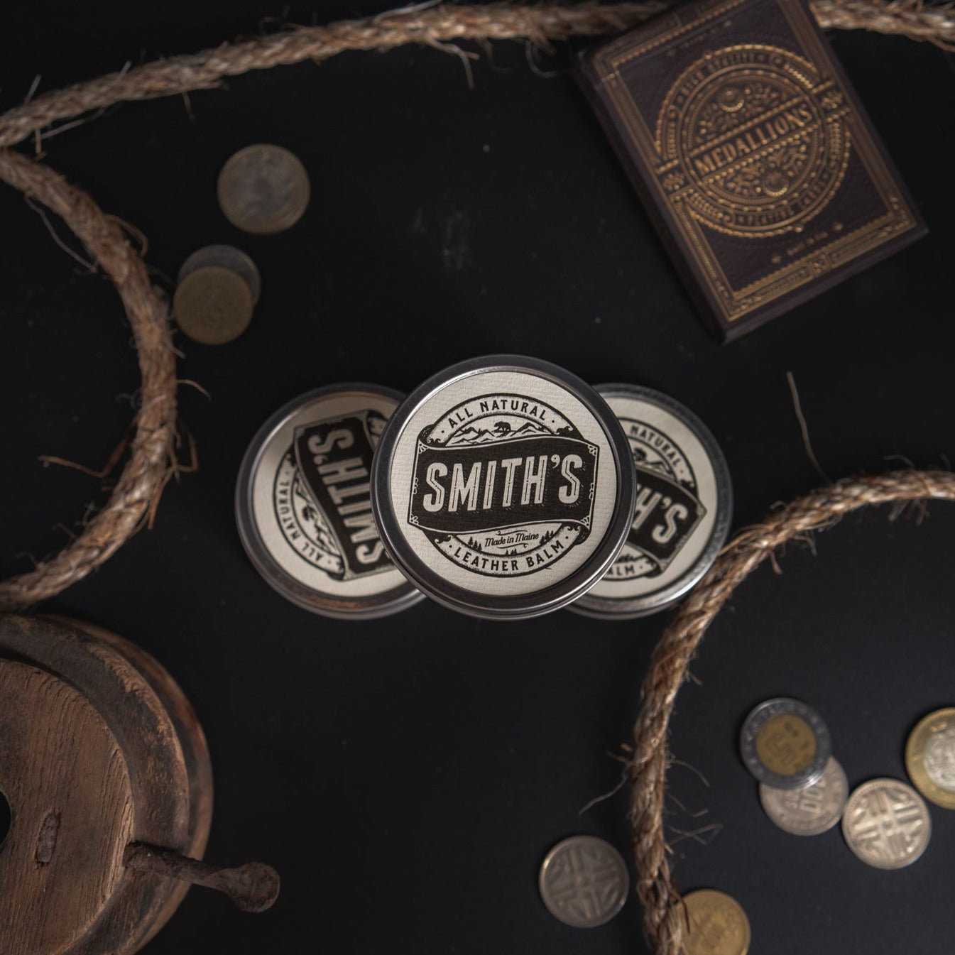 Tins of leather balm