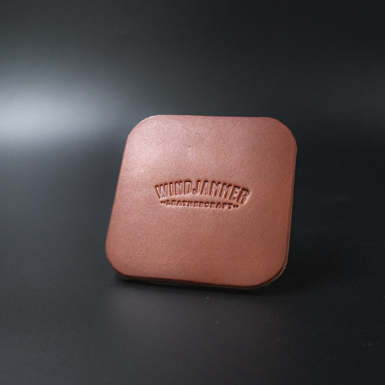 Chestnut brown leather coaster 